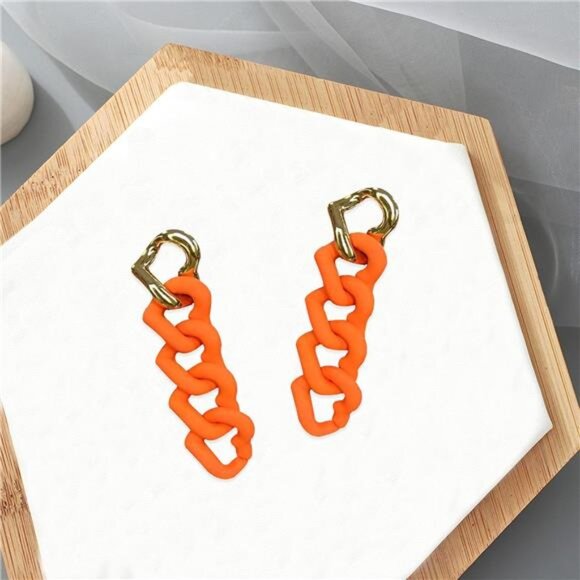 Chunky Chain Link Earrings | Pastel Candy Resin Drop Statement Earrings - Picture 5 of 6